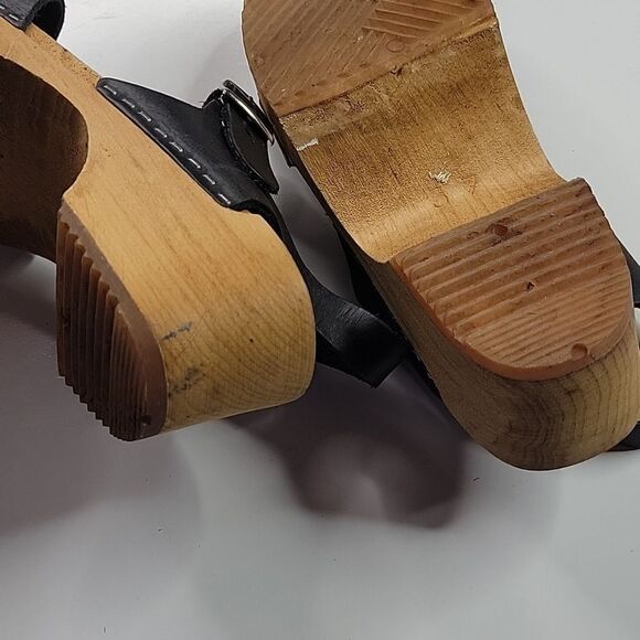 MIA ORIGINAL AUTHENTIC SWEDISH CLOG BLACK LEATHER TAN SANDALS 37 6 1/2 6.5 - Picture 11 of 11